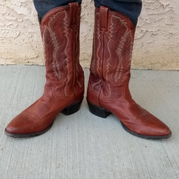 Dan Post Men's Brown Leather Cowboy Boots-Sz 8